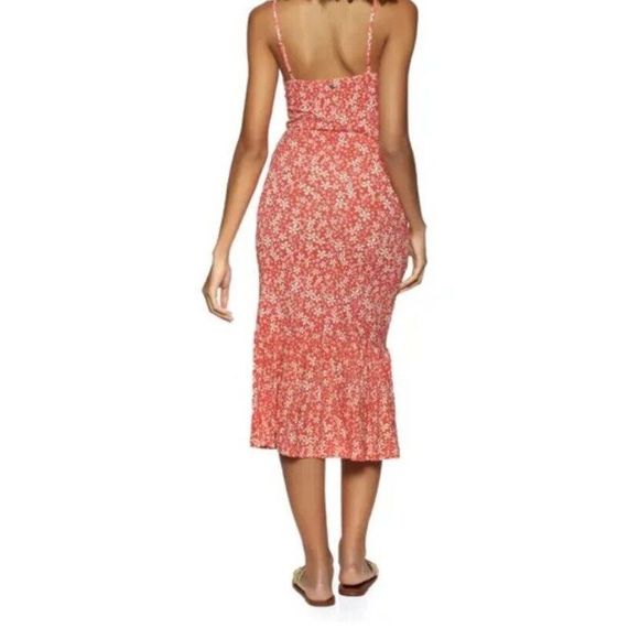 Roxy Women Sz Small Seaside State Strappy Dress Poppy Red Floral - Picture 9 of 10